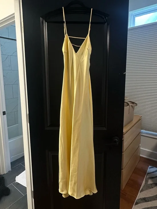 Zara Soft Yellow Satin Slip Maxi Dress - Picture 2 of 3